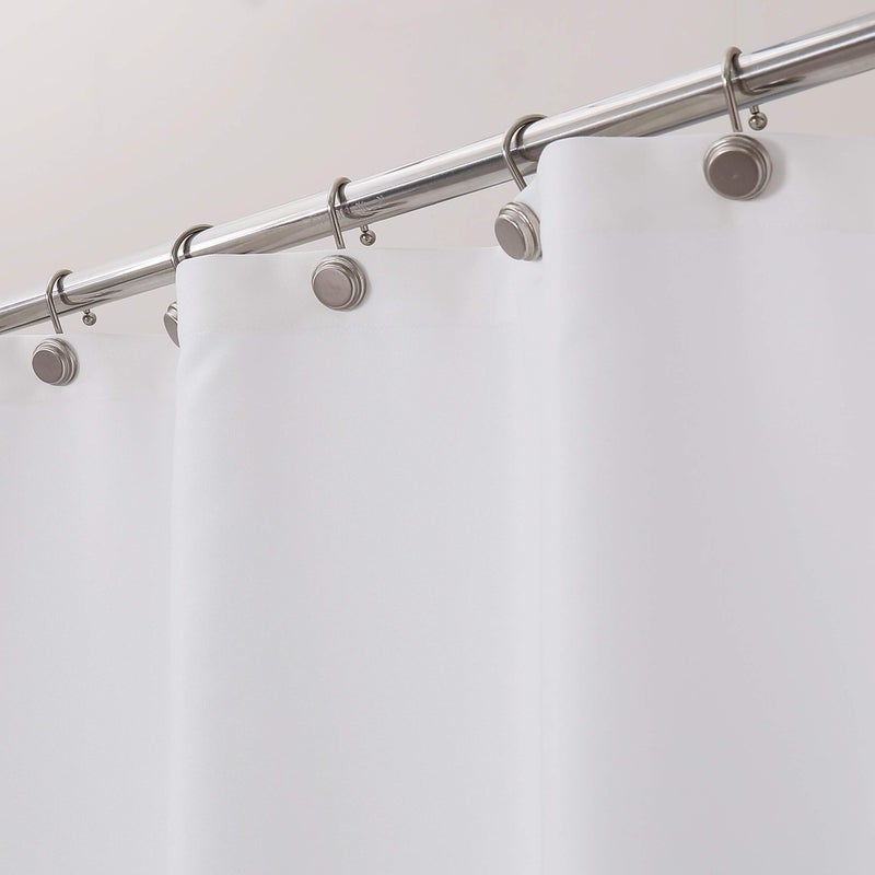 WEST LAKE Grey Color Block Shower Curtain, Water Resisitant Washable Polyester Fabric DÃ©cor, Colorblock Bathroom Curtain Grommet Top, 70''x72'',NO Hook,Gray and Off White - Image 2